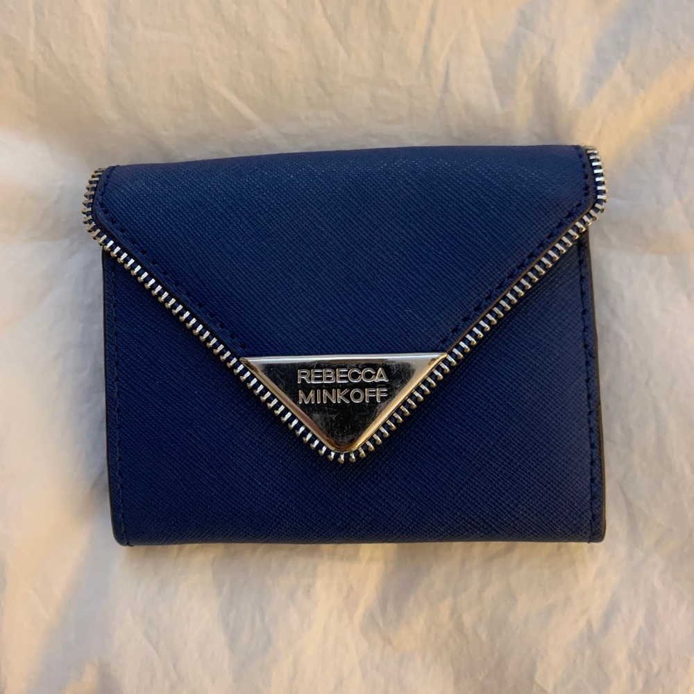 Blue Rebecca Minkoff mini zip wallet